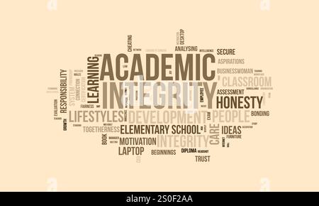 Academic Integrity word cloud template. Academic Integrity concept vector tagcloud background. Stock Vector
