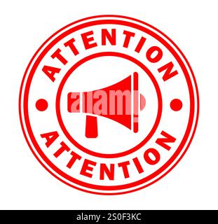 Megaphone news attention round Grunge stamp icon shape symbol. Voice sound speech logo silhouette sign. Loudspeaker amplifier. Vector illustration ima Stock Vector