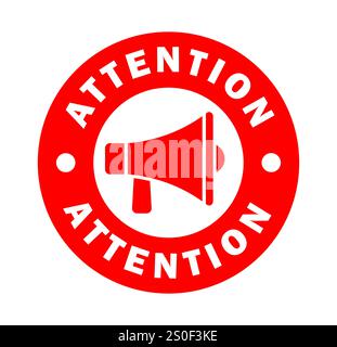Megaphone news attention round Grunge stamp icon shape symbol. Voice sound speech logo silhouette sign. Loudspeaker amplifier. Vector illustration ima Stock Vector