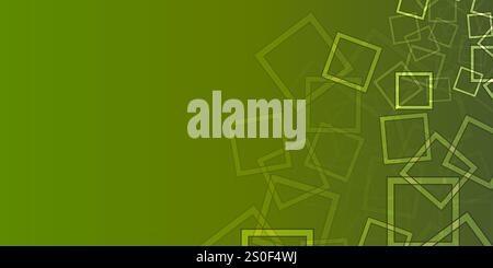 Abstract Yellow Frames, Squares on Green Background Pattern with Free Copy Space, Place, Room for Your Text - Simple Minimalist Template, Vector Illus Stock Vector