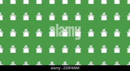 Rows of Green Eco Home Icons, Lots of Building Shapes - Seamless Houses Texture - Vector Background, Base for Website, Placard, Poster, Brochure Desig Stock Vector