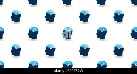Futuristic Abstract Machine Learning, Artificial Intelligence, Cloud Computing and Networks Concept - Texture, Seamless Design with Many Rows of Robot Stock Vector