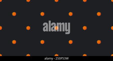 Rows of Orange Suns on Dark Brown Background, Seamless Texture for Web, Business and Wrapping Paper - Template in Editable Vector Format Stock Vector