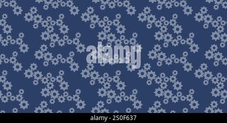 Grey Cog Wheels or Gear Symbols Pattern on Wide Scale Blue Background - Design Template in Editable Vector Format Stock Vector