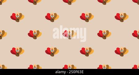 Happy Thanksgiving Seamless Background Design with Minimalist Turkeys Pattern for Greeting Cards, Invitation, Placards, Posters and Web - Retro Style Stock Vector