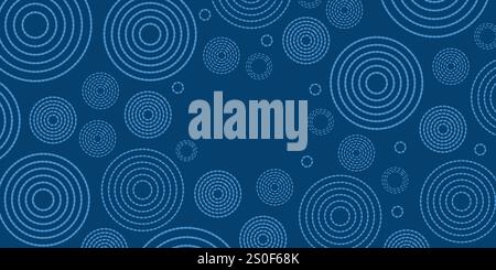 Abstract Dark Blue Minimal Geometric Pattern Background With Dashed Concentric Circles, Multi Purpose Template, Round Shapes Composition, Poster, Head Stock Vector
