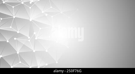 Connections - Molecular, Global, Computer and Business Network, Polygonal Mesh Creative Design - Abstract Gray and White Polygonal Grid Pattern Backgr Stock Vector