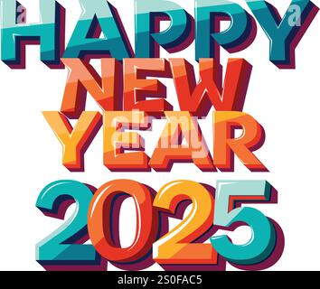 Happy New Year 2025 Vector illustration Stock Vector