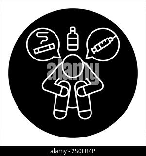 Addiction line color icon. Sign for web page, mobile app, button, logo. Vector isolated button. Editable stroke. Stock Vector