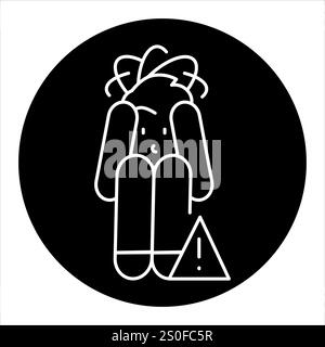 Panic disorder line black icon. Sign for web page, mobile app, button, logo. Vector isolated button. Editable stroke. Stock Vector