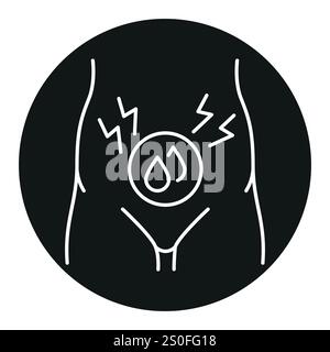 Menstruation pain line black icon. Sign for web page, mobile app, button, logo. Vector isolated button. Editable stroke. Stock Vector