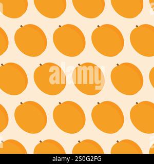 Sunny Apricots Minimalist Seamless pattern in trendy soft yellow. Fruits Background texture concept. Vector illustration Wallpaper, wrapping or web promo backdrop, cards, price, leaflet, banner, label Stock Vector