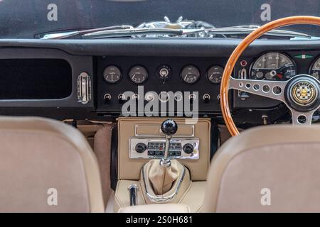 Jaguar E-Type interior at the London Concours 2024 Stock Photo
