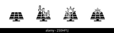 Vector solar battery icon. Alternative energy from sunlight. Logo of the transition to alternative energy sources. Vector illustration. Stock Vector