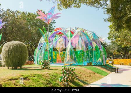 Modern pastel colored holographic dome. Stock Photo