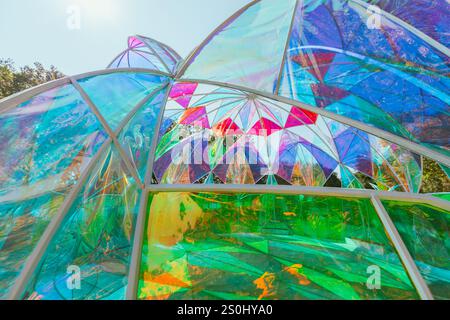 Modern pastel colored holographic dome. Stock Photo