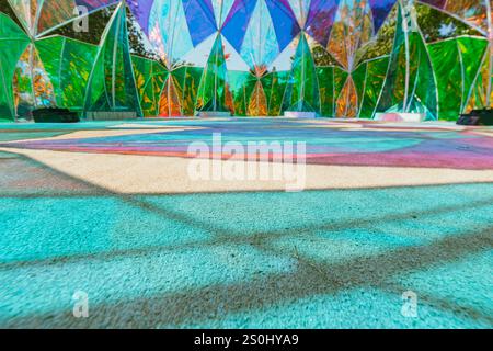 Modern pastel colored holographic dome. Stock Photo