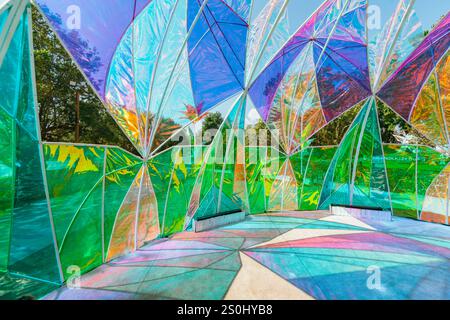 Modern pastel colored holographic dome. Stock Photo