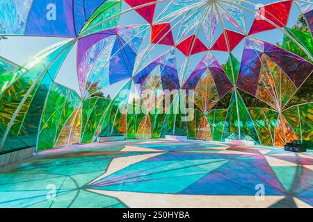 Modern pastel colored holographic dome. Stock Photo