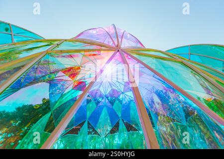 Modern pastel colored holographic dome. Stock Photo