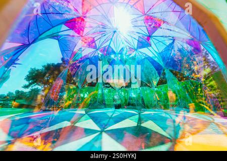 Modern pastel colored holographic dome. Stock Photo