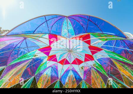 Modern pastel colored holographic dome. Stock Photo