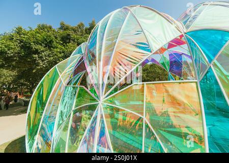 Modern pastel colored holographic dome. Stock Photo
