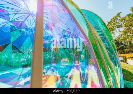 Modern pastel colored holographic dome. Stock Photo