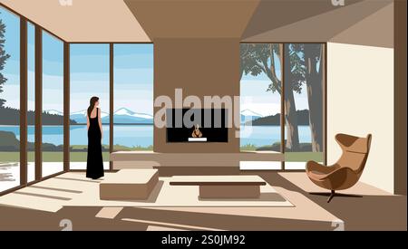Minimalist living room - modern vector colorful isometric illustration ...