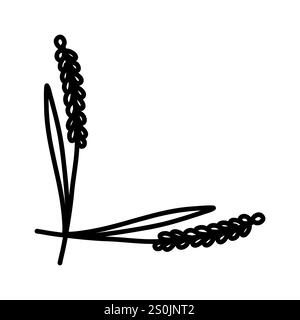 Simple Doodle Corner Frame with Botanical Elements for Scrapbooking, Stationery, Logo Design, and Minimalist Branding. Stock Vector
