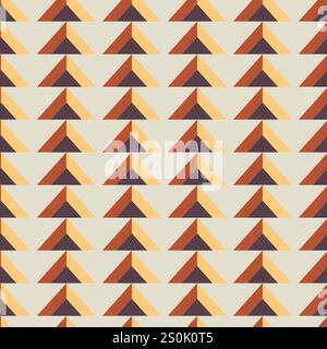 Seamless retro-style background of triangles, flat vector illustration. A cover made of geometric shapes for web design, tiles, covers, wrapping paper, business style. Stock Vector