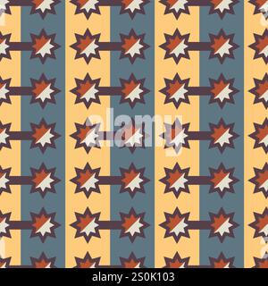 Seamless retro-style background with star glasses, flat vector illustration. A cover made of geometric shapes for web design, covers, wrapping paper, textiles. Stock Vector