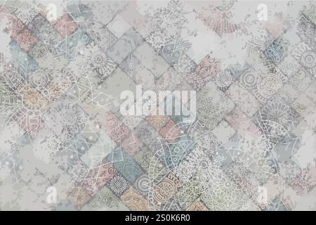 A beautiful abstract design featuring muted pastel colors and intricate patterns, creating a harmonious blend of textures and shapes. Stock Vector