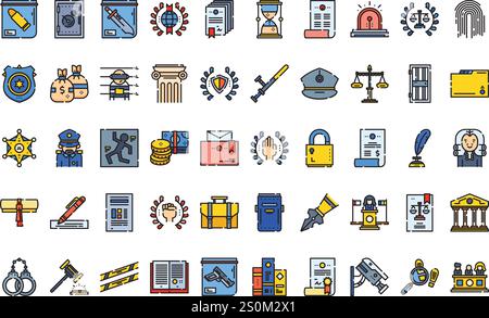 Law and justice icons High-Quality Vector Icons Collection with Editable Stroke. Ideal for Professional and Creative Projects. Stock Vector