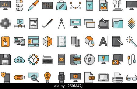 Design tools icons High-Quality Vector Icons Collection with Editable Stroke. Ideal for Professional and Creative Projects. Stock Vector