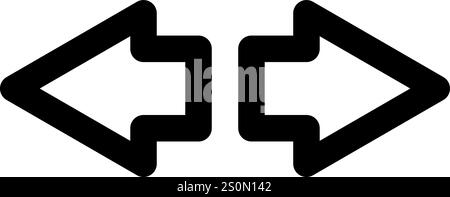 Two black arrows pointing left and right, symbolizing decision making and the process of navigating choices, representing different directions and Stock Vector