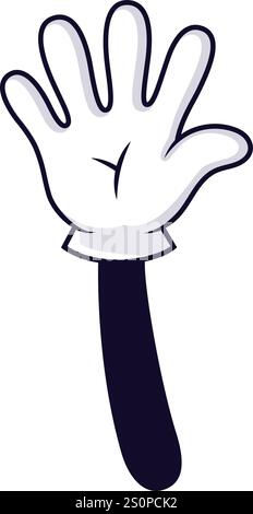 Cartoon hand featuring five open fingers, expressing a cheerful greeting or voting gesture, set against a clean white background, adding a playful Stock Vector