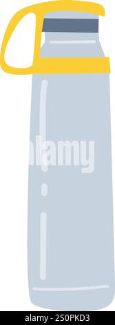 Modern, reusable water bottle featuring a convenient handle highlights eco conscious hydration practices, promoting sustainable living and refreshing Stock Vector