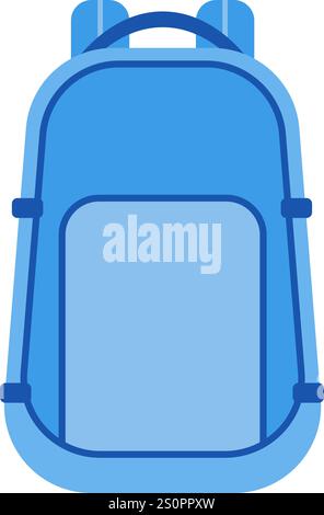 Backpack standing upright, showcasing its design and features, ideal for various activities like school, travel, hiking, or everyday use, emphasizing Stock Vector