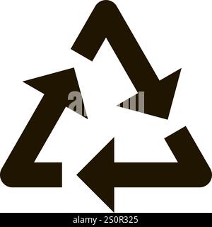 Universal recycling symbol featuring three arrows in a continuous loop, illustrating the transformation of waste into reusable resources and promoting Stock Vector