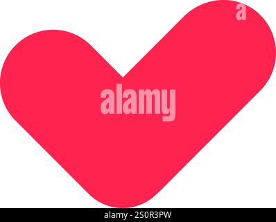 Expressing love and approval, a vibrant red heart forms a check mark, symbolizing positive affirmation and connection, set against a clean white Stock Vector