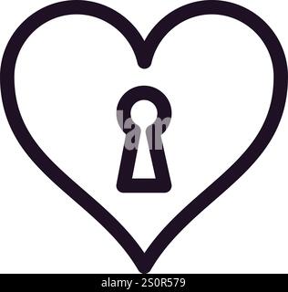 Simple heart shaped lock representing secret love, privacy, personal feelings and security, suitable for Valentine s day, wedding or anniversary Stock Vector
