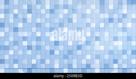 Blue mosaic tile background. Vector realistic illustration of bathroom, toilet, kitchen, shower ceramic wall or floor design, abstract geometric backd Stock Vector