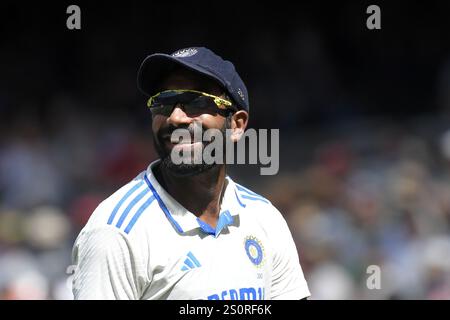 MELBOURNE AUSTRALIA. 28th Dec 2024. Pictured: Jasprit Bumrah of India, Day 4 of the Fourth Test, Australia vs India Test Cricket at Melbourne Cricket Ground, Melbourne, Australia on the 28th December 2024. Credit: Karl Phillipson/Alamy Live News Stock Photo