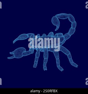 Blue image of a scorpion. The image is a drawing of a scorpion Stock Vector