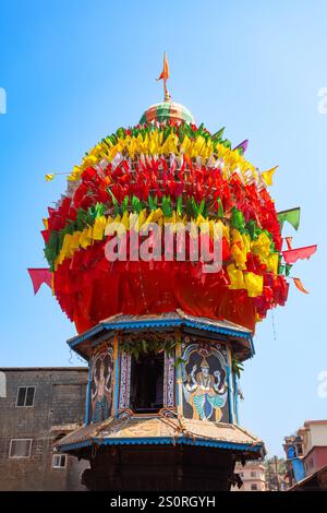 Gokarna, India - January 28, 2023: Wooden chariot at the Mahabaleshwar Temple is a Hindu temple located in Gokarna, Karnataka state in India. Stock Photo