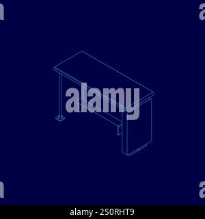 Bus stop outline. Isometric view. Vector illustration Stock Vector