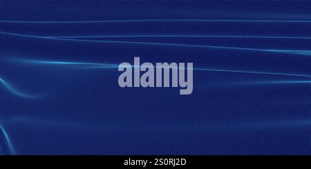 Blue background with a lot of dots. The dots are in different sizes and are scattered all over the background Stock Vector