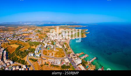 Didim city beach aerial panoramic view. Didim is a town in Aydin Province in Turkey. Stock Photo