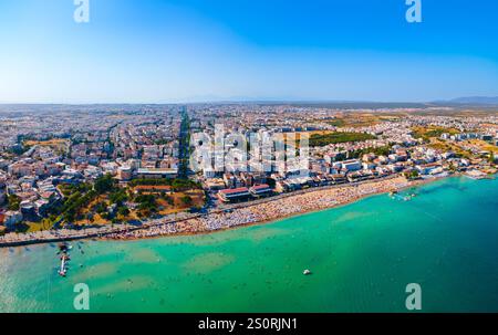 Didim city beach aerial panoramic view. Didim is a town in Aydin Province in Turkey. Stock Photo